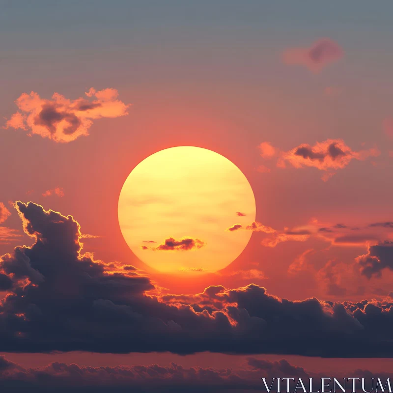 Serene Sunset with Clouds AI Image