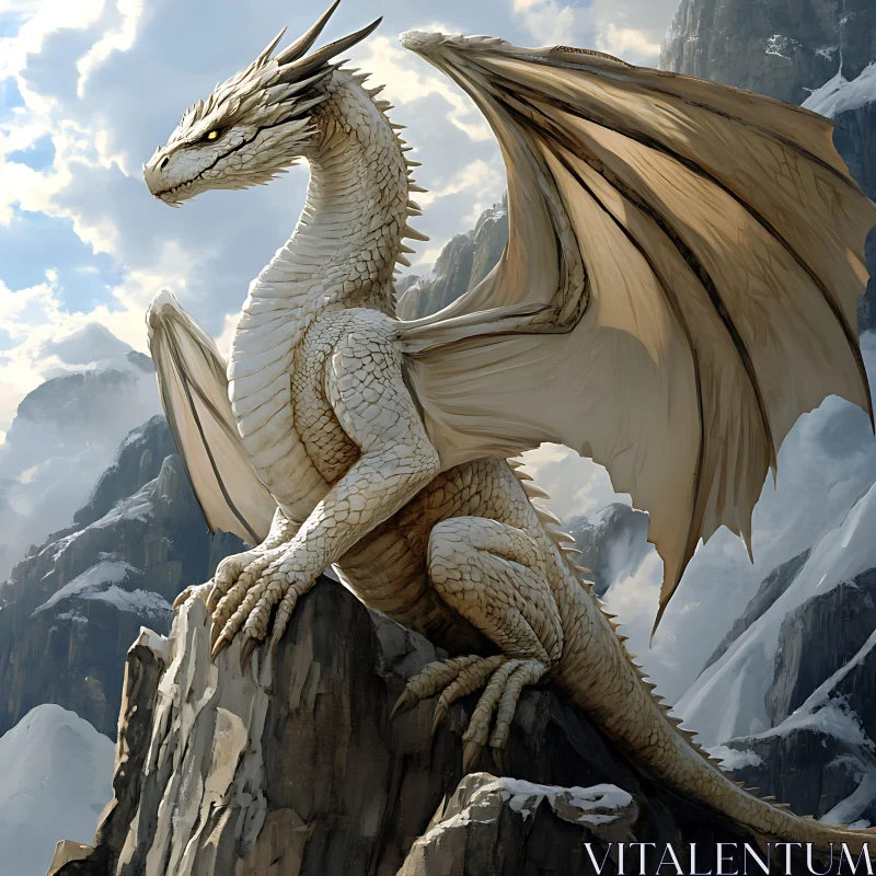 AI ART Dragon on Snowy Mountain