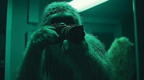 Ape with Camera in Green Light