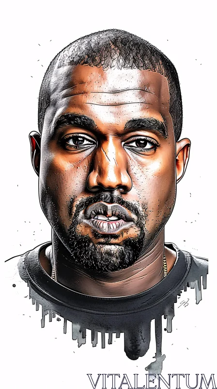 Stylized Kanye West Portrait Artwork AI Image