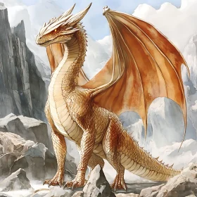 Fantasy Dragon in Mountain Landscape