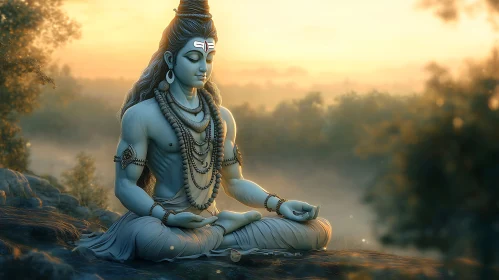 Meditative Deity at Dawn