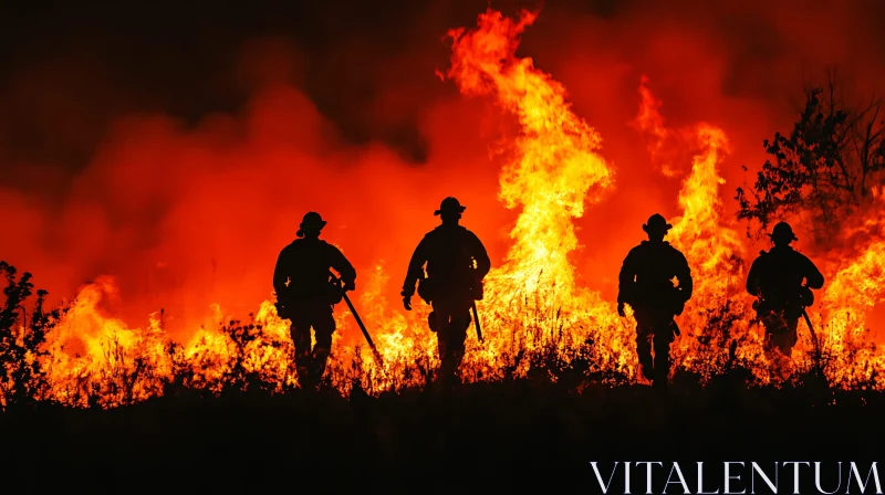 Firefighters Combating a Massive Blaze AI Image