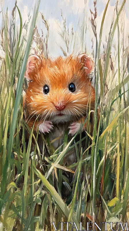 Hamster Among Grass AI Image