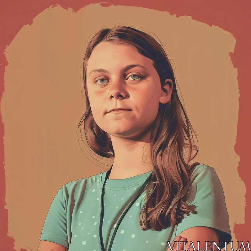 AI ART Greta Thunberg Digital Illustration