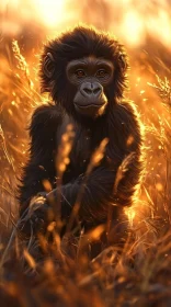 Golden Hour Monkey Portrait