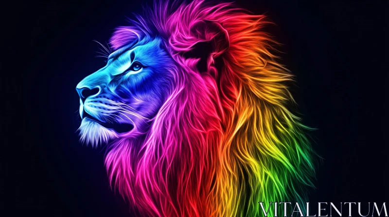 AI ART Colorful Lion Art