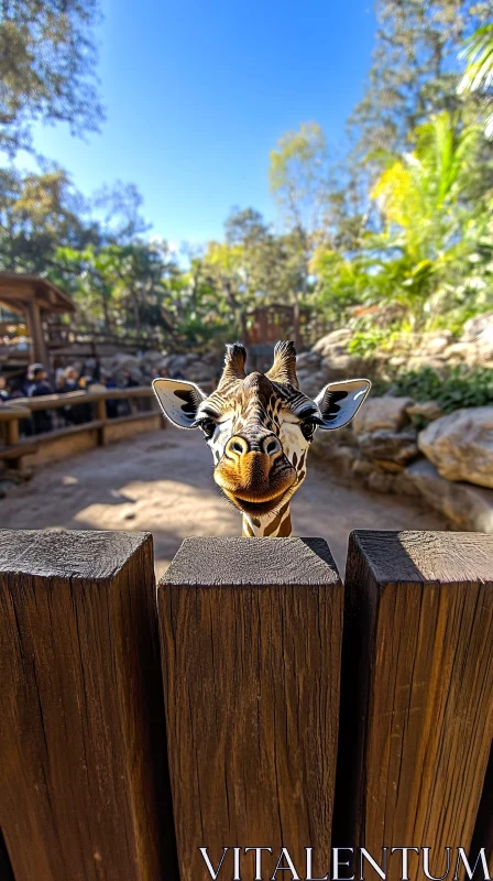 AI ART Giraffe Peeking Over Fence