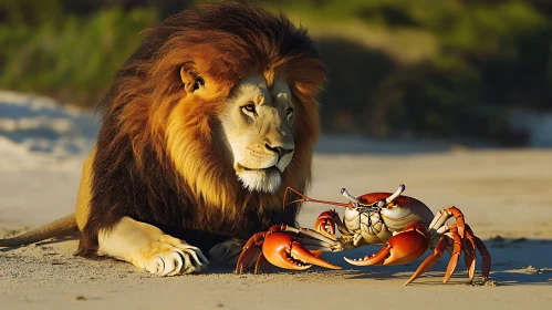 Beach Encounter: Lion and Crab