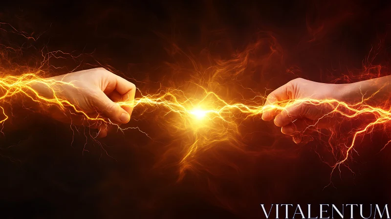 Hands Connecting with Electric Power AI Image