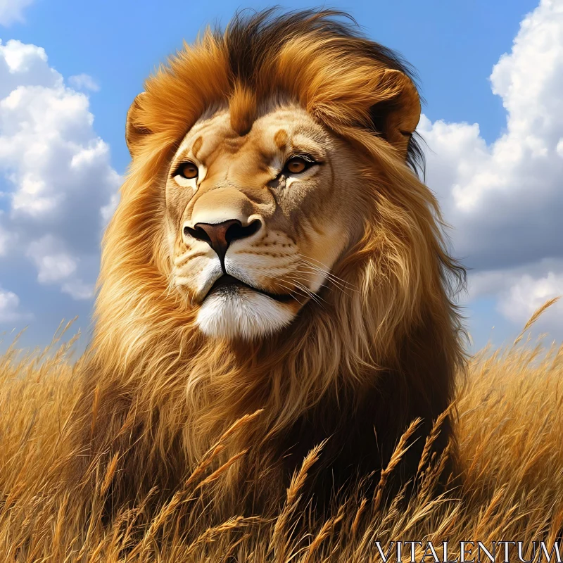 AI ART Lion in Golden Field