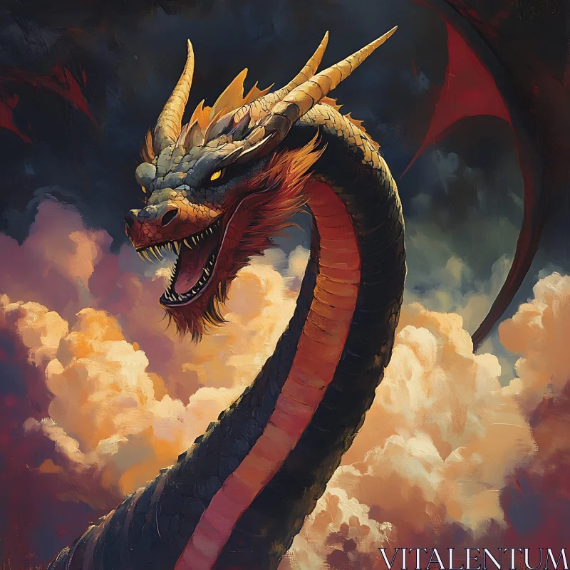 AI ART Dragon Emerges from the Clouds