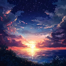 Sunset Over the Sea