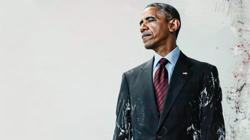 Barack Obama in Suit with Artistic Elements