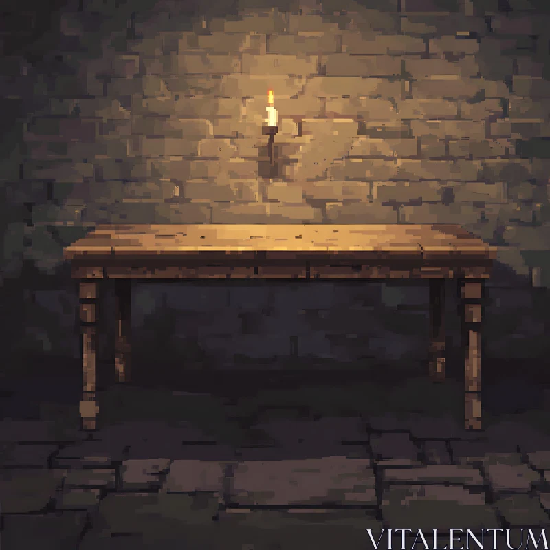 Dimly Lit Table Pixel Art AI Image