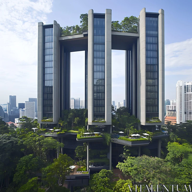 AI ART Urban High-Rise with Integrated Green Spaces