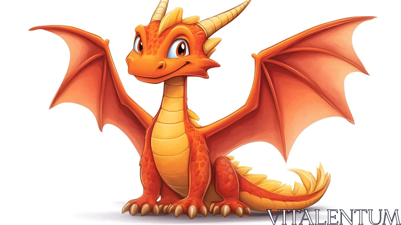 Orange Dragon Character Art AI Image