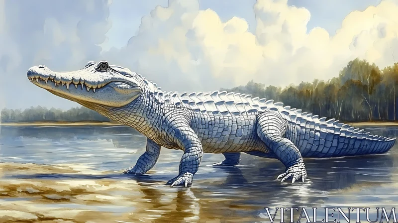 Crocodile in Natural Habitat AI Image