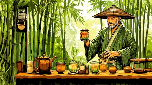 Asian Tea Master Illustration