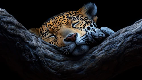 Sleeping Leopard on Branch