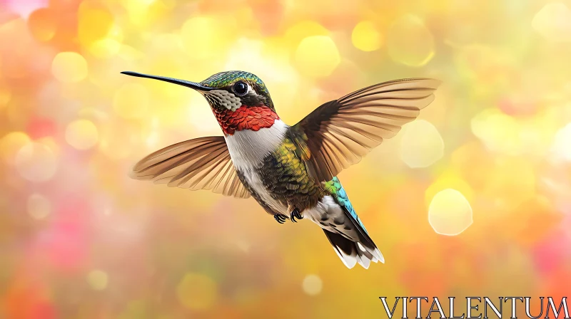 Colorful Hummingbird Hovering Still Image AI Image