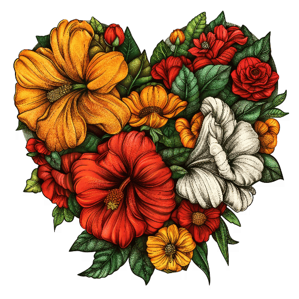 Vivid Floral Heart Design