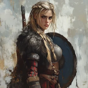 Female Warrior with Shield and Sword