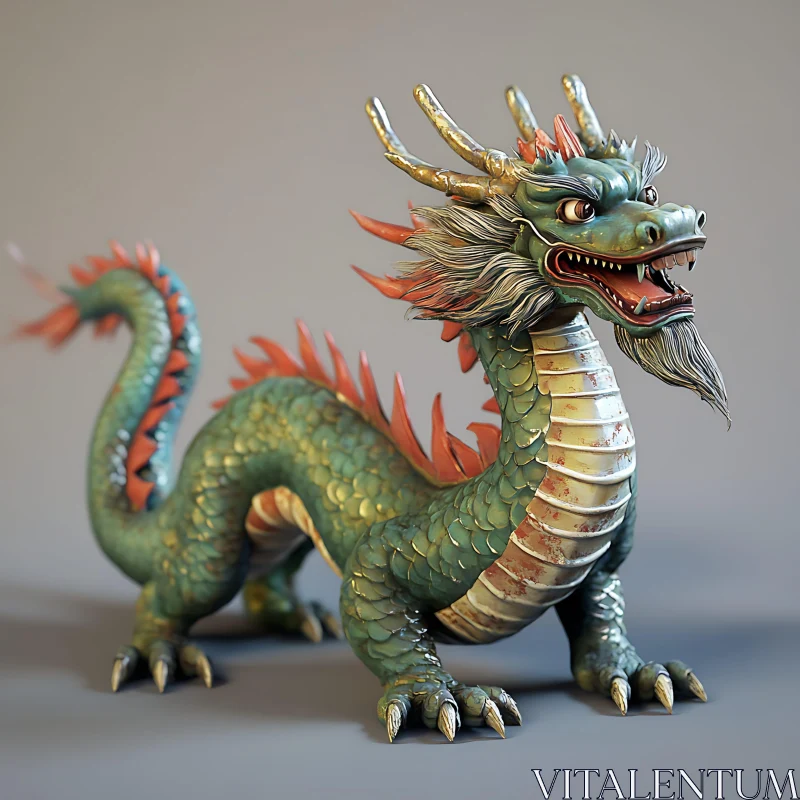 Jade Scaled Dragon Sculpture AI Image