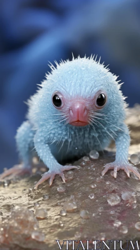 Enchanting Blue Creature with Big Eyes - Nature's Artistry AI Image
