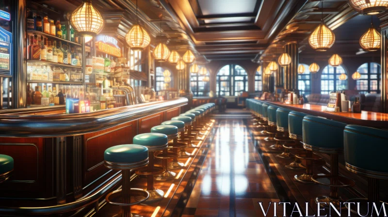 Exquisite Art Nouveau Bar with Detailed Nautical Elements AI Image