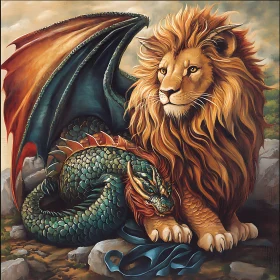 Mythical Lion Dragon Companion Artwork