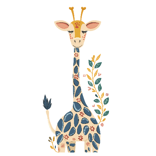 POD Design Whimsical Giraffe Design with Floral Garland for Kids' Apparel