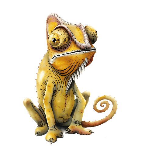 Yellow Chameleon Cartoon T-Shirt Design POD Design