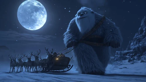 Moonlit Sleigh Ride with Gentle Yeti