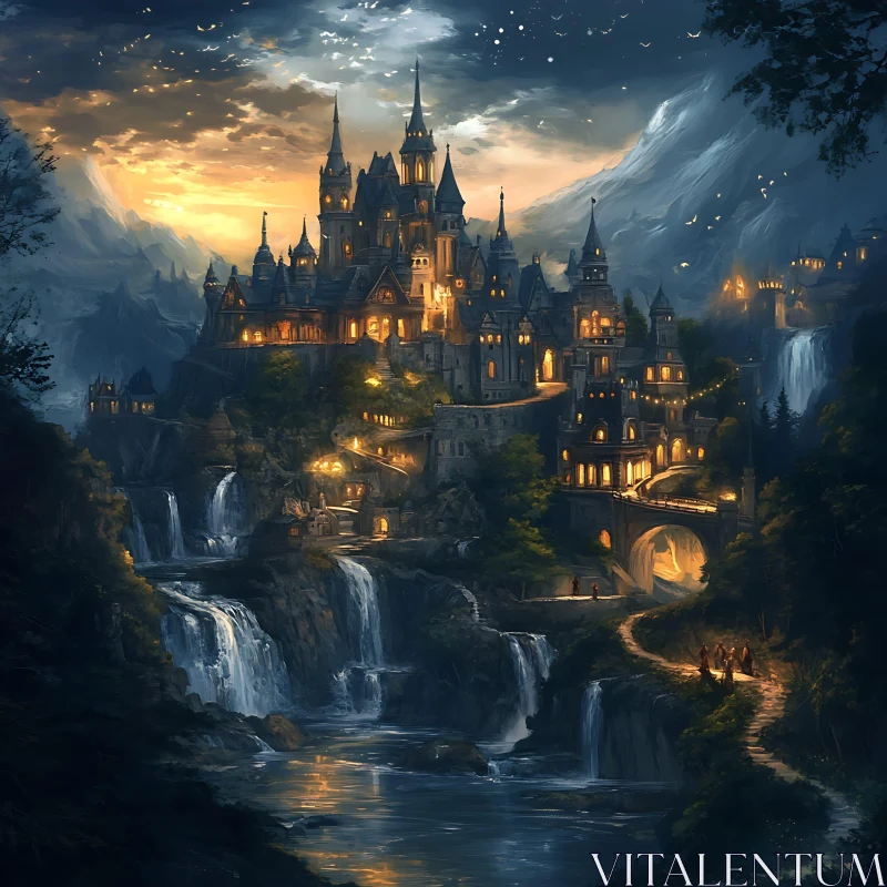 AI ART Fantasy Castle at Twilight