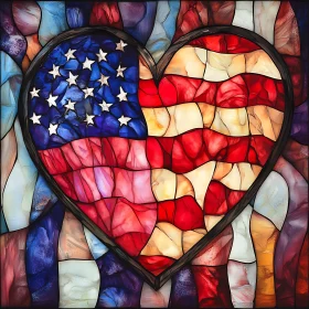 Patriotic Heart Stained Glass Mosaic