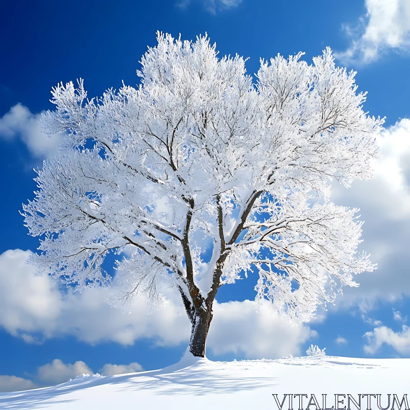 Winter Tree in Snow Landscape AI Image