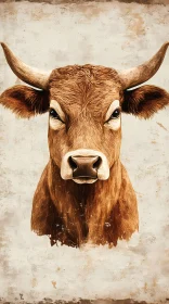 Cow Portrait with Textured Background