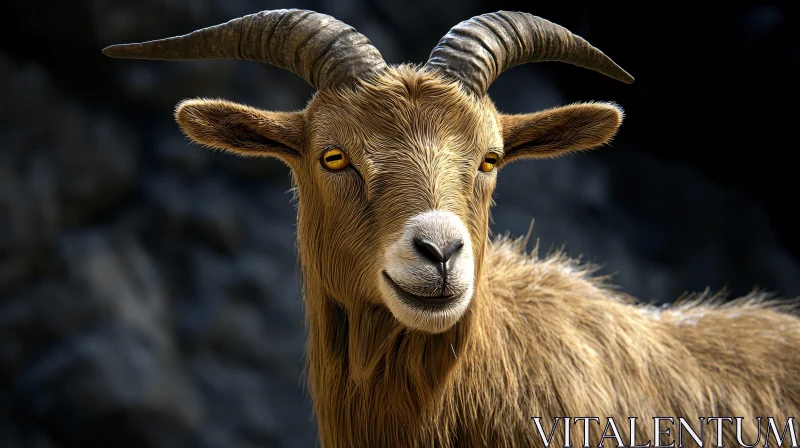 Wild Goat Against Rocky Background AI Image