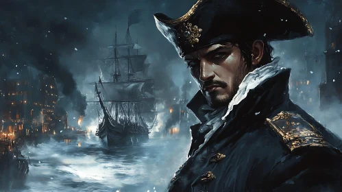 Vintage Pirate Commander at Night