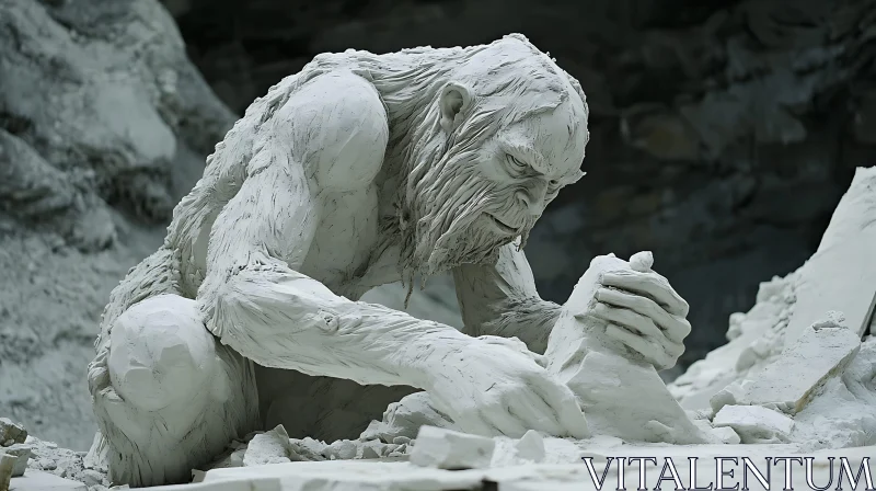 Monstrous Stone Figure - Art Sculpture AI Image