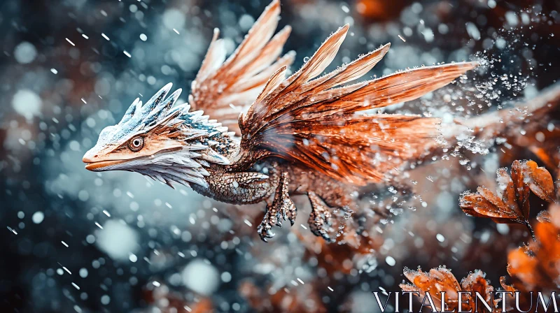 AI ART Icy Dragon in Winter Landscape