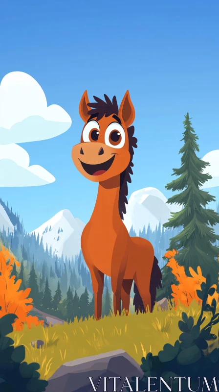 Animated Horse in Nature AI Image