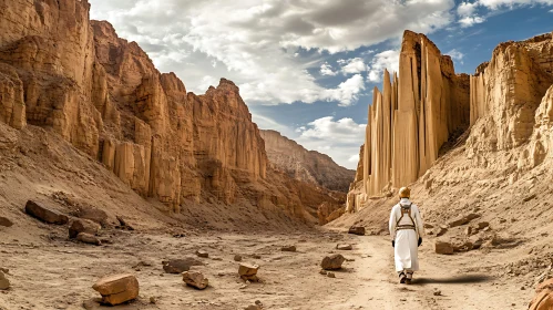 Wanderer in the Arid Canyon Landscape