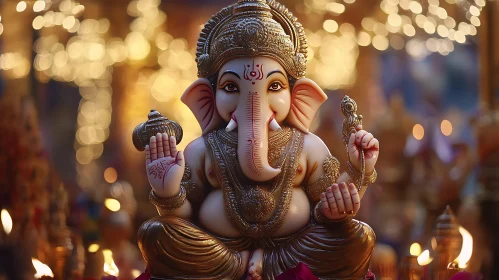 Ganesha Statue with Glowing Background