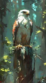 Eagle Perched in Dense Woodland