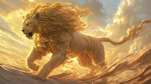 Lion in Golden Light