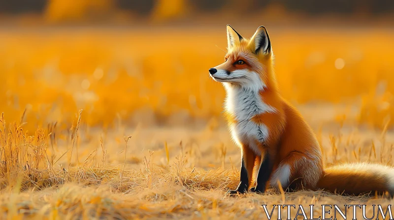 Majestic Fox in Golden Meadow AI Image