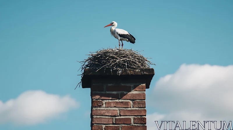 Stork's Home on a Chimney AI Image