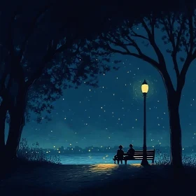 Couple on Bench at Night